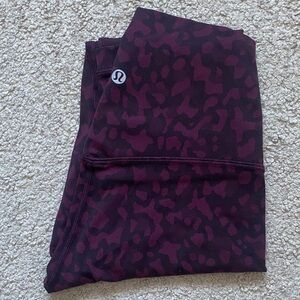 Lululemon Size 2 Full Length Align Leggings Dark Purple Animal Leopard Print
